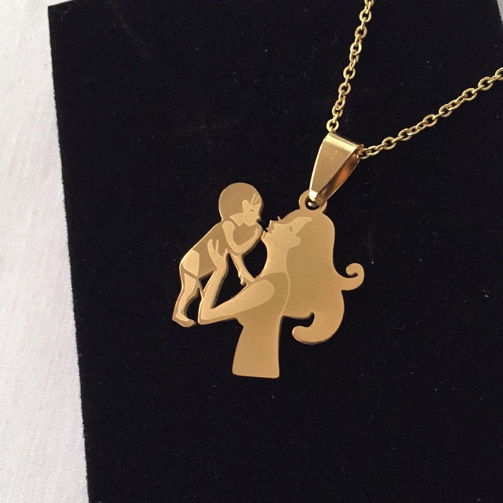 🍏50% OFF/3+...Mother and Baby Stainless Steel Necklace (Gold tone)